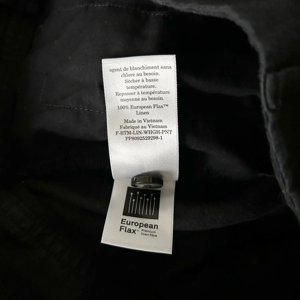 Everlane Black 100% European Flax Linen Pleated Wide Leg High Rise Pants Size 2 - Picture 7 of 7
